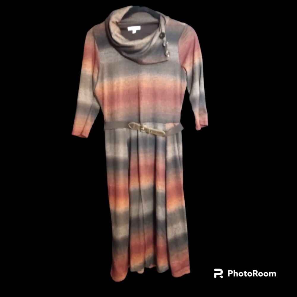 Amanda Lane cowl neck belted dress Size M